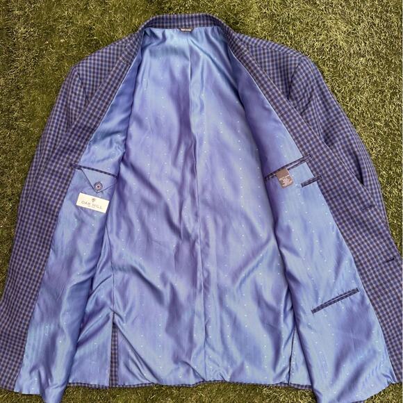 Oak Hill Denim Plaid Sport Coat Classic Double Button Single Breast Blazer 3XLT - Picture 8 of 11